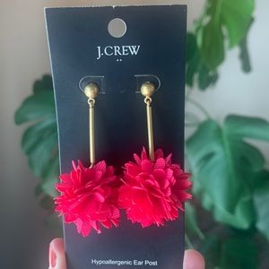 J. Crew pink pom earrings